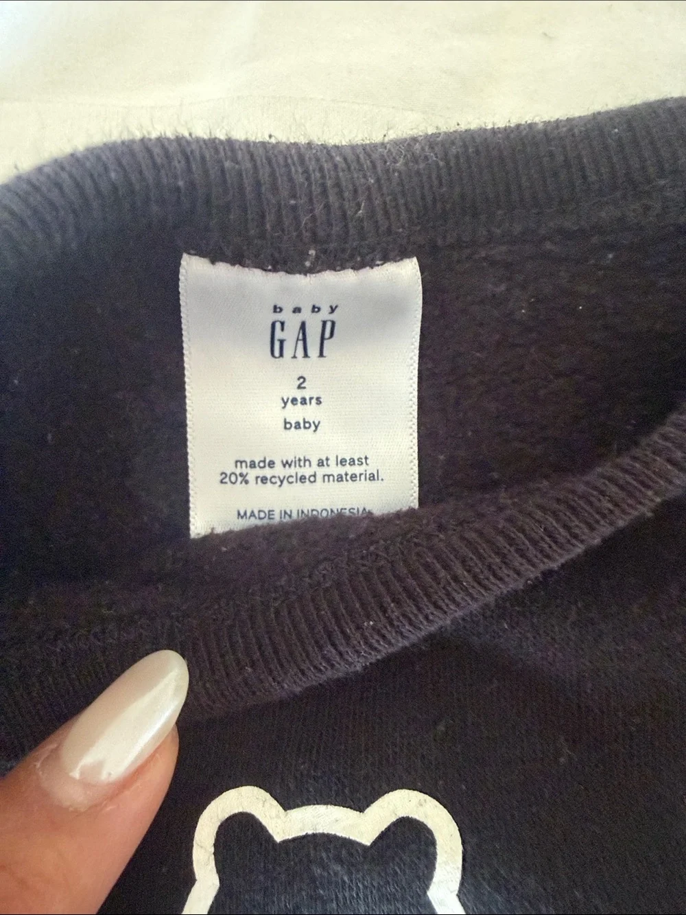 GAP Black Kids Sweatshirt with Teddy Graphic